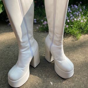 Bonnibel white knee high boots